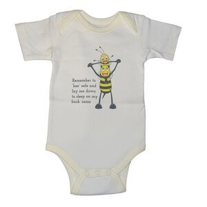THE BABY BOX CO. BEE SAFE BODYSUIT - WHITE SIZE 0-6 MONTHS (NEW WITH TAGS) A13